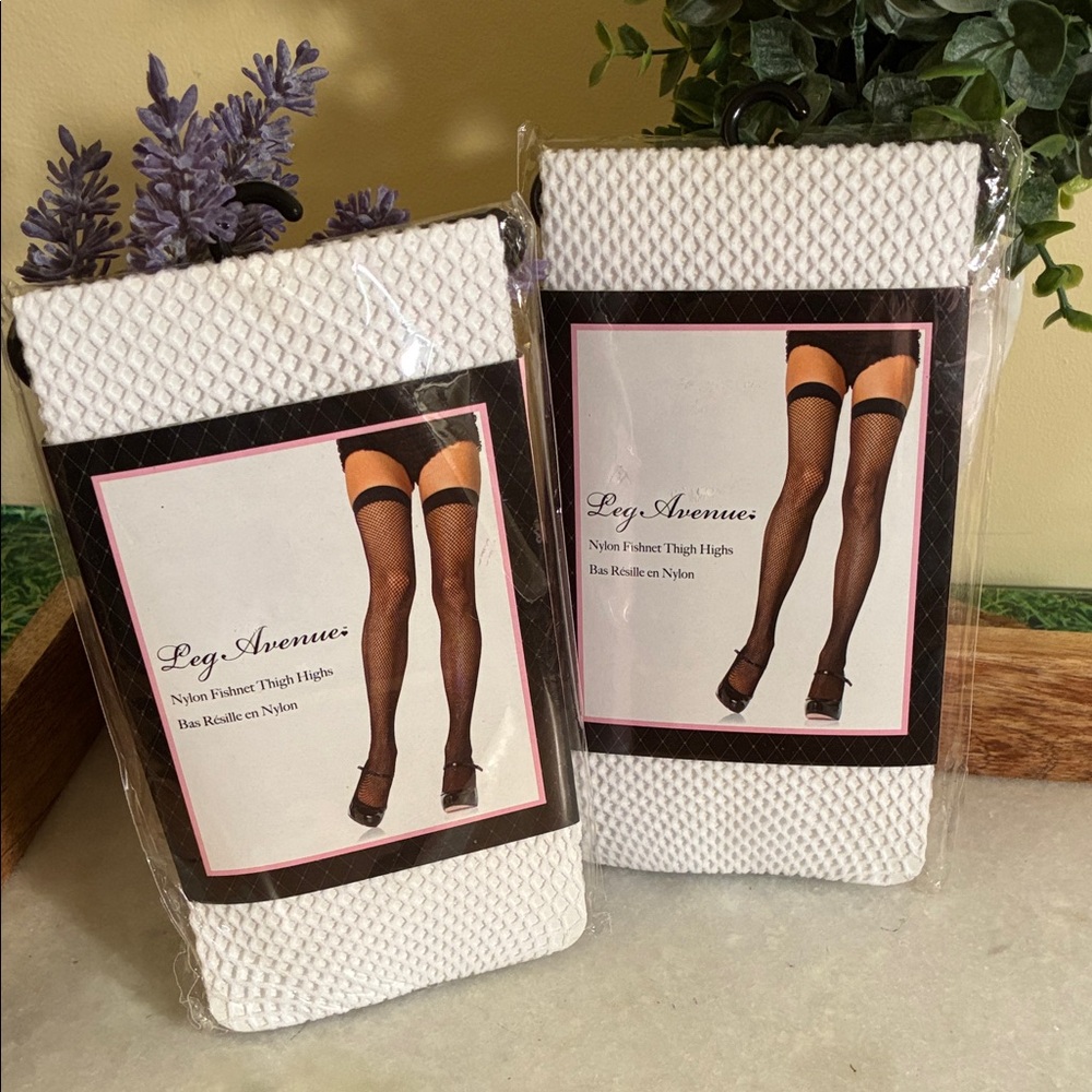 Leg Avenue White Thigh High Fishnet Stockings